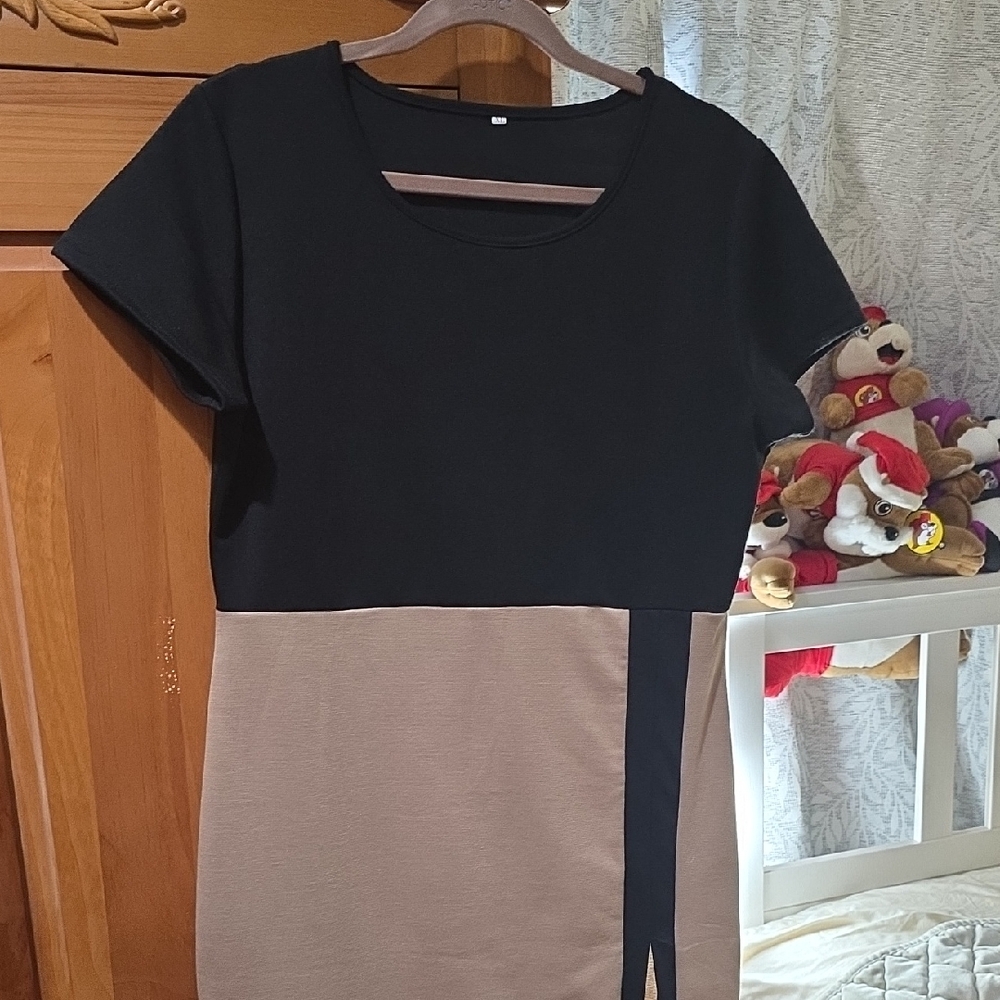 Calvin Klein Collection Black and Tan Mini Dress